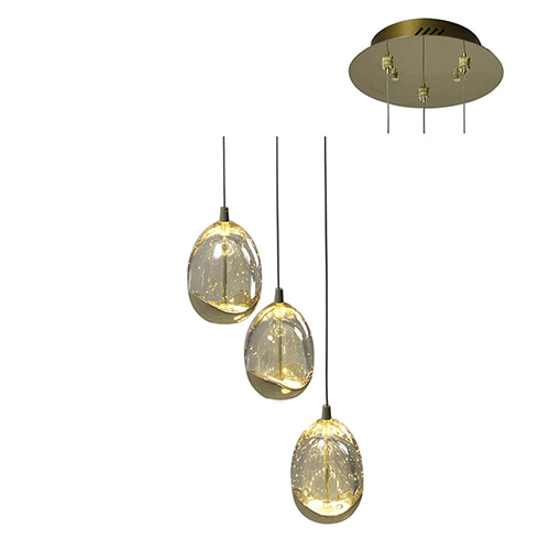 Dew Drop 3LT Pendant 250mm Gold LED