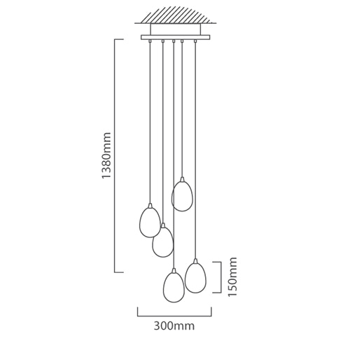 Halola LED 27LT Pendant 895mm Chrome LED, Dimension drawing (CAD)