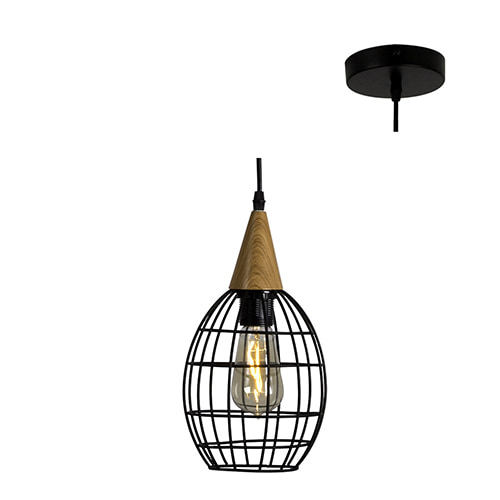 Vibrato Pendant 150mm Black E27