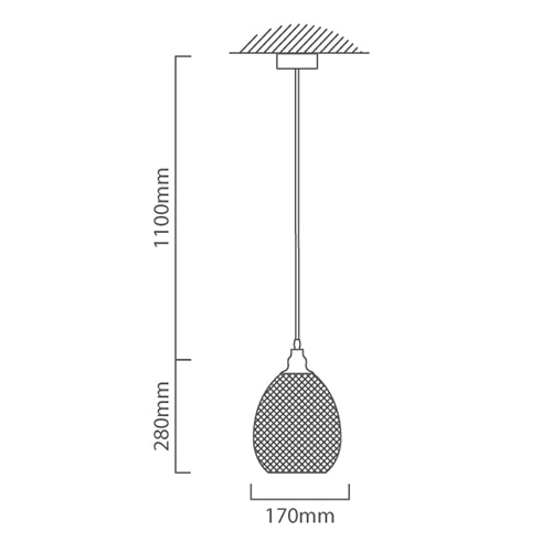 Syphen Pendant 170mm Black E27, Dimension drawing (CAD)