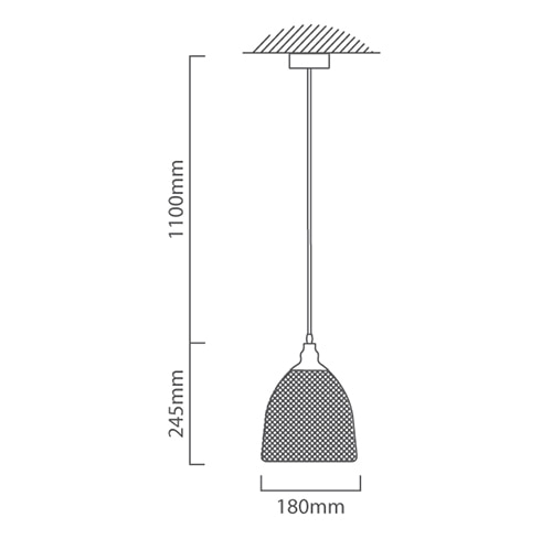 Syphen Pendant 180mm Black E27, Dimension drawing (CAD)