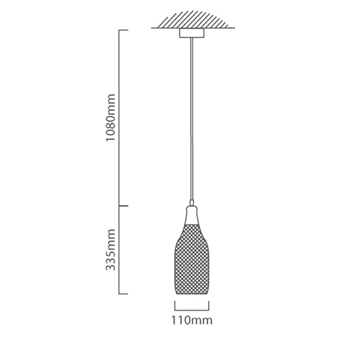Syphen Pendant 110mm Black E27, Dimension drawing (CAD)