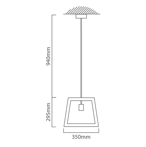 Iron Age Pendant 350mm Black E27, Dimension drawing (CAD)