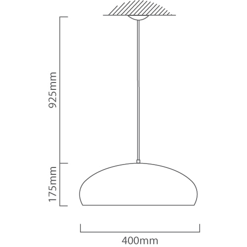 Mogano1 Pendant 400mm Black & Copper E27, Dimension drawing (CAD)