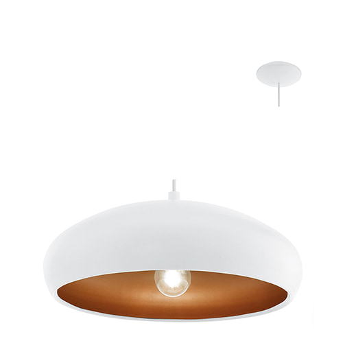 Mogano1 Pendant 400mm White & Copper E27