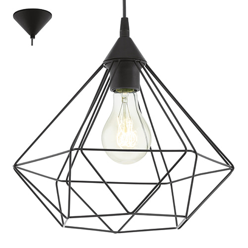 Tarbes Pendant 325mm Black E27