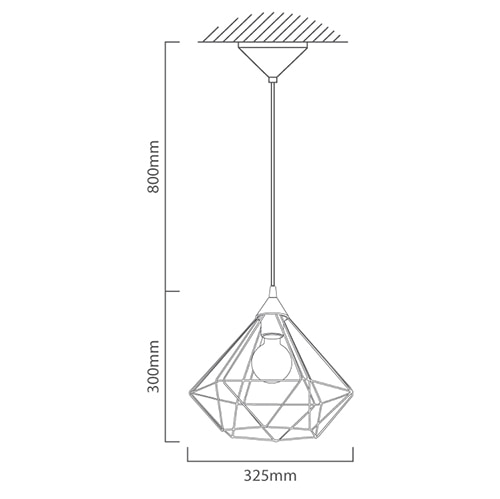 Tarbes Pendant 325mm Black E27, Dimension drawing (CAD)