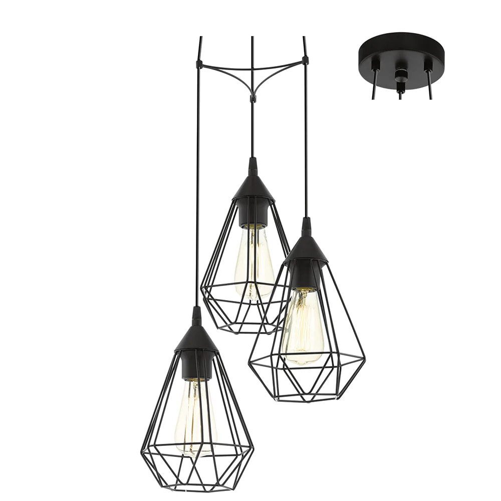 Tarbes 3LT Pendant 310mm Black E27