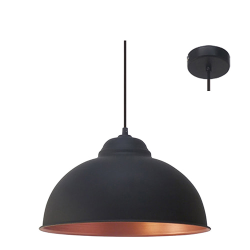 Truro2 Pendant 370mm Black & Copper E27