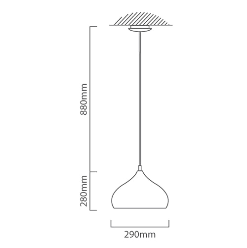 Hapton Pendant 280mm Copper E27, Dimension drawing (CAD)