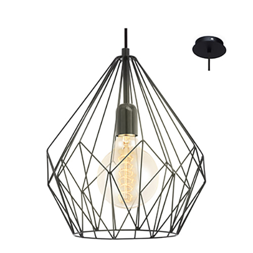 Carlton Pendant 300mm Black E27