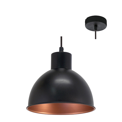 Truro1 Pendant Black & Copper E27