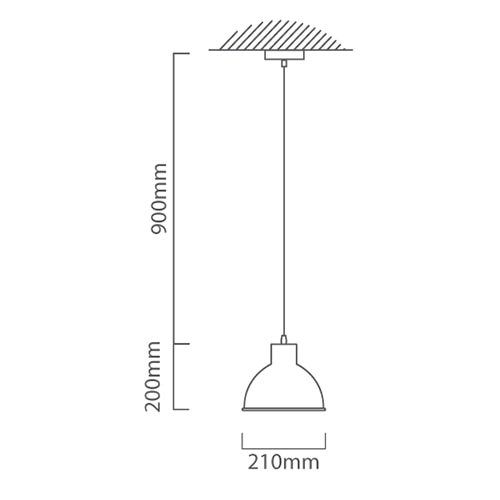 Truro1 Pendant Black & Copper E27, Dimension drawing (CAD)