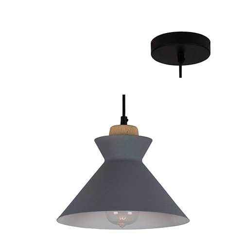 Charlotte Pendant 255mm Grey & Wood E27