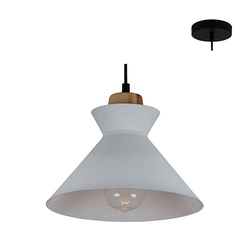 Charlotte Pendant 250mm White & Wood E27