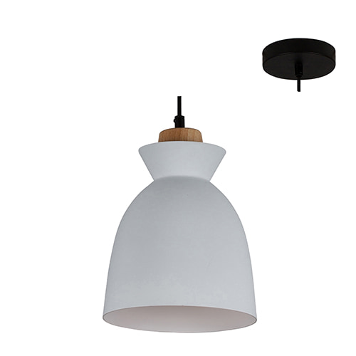 Charlotte Pendant 190mm White & Wood E27