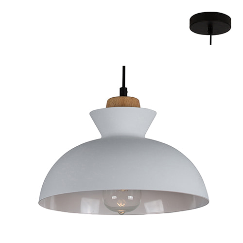 Charlotte Pendant 280mm White & Wood E27