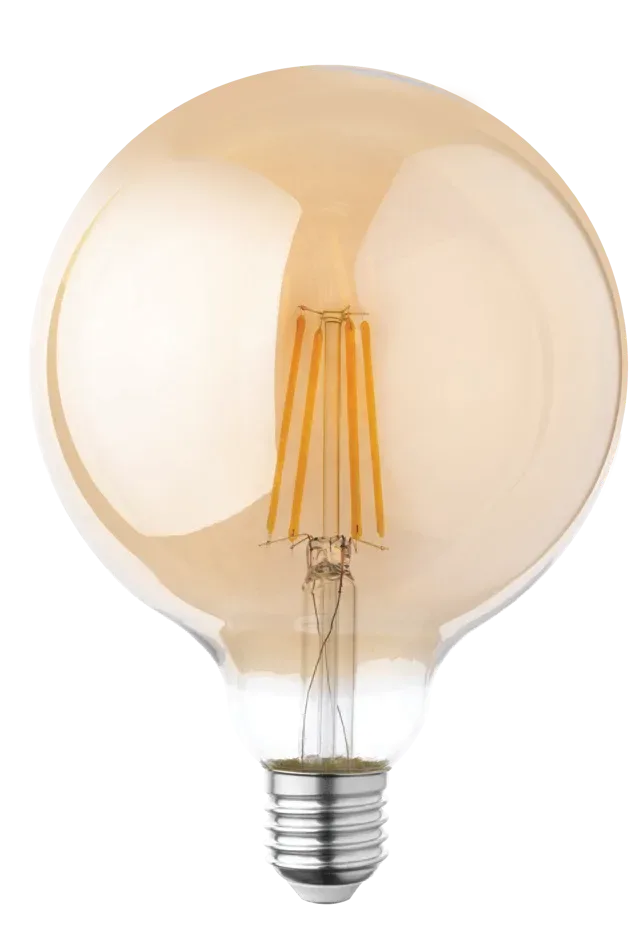 G125 8W LED Filament Dim Clear Lamp 4000K Dim ES
