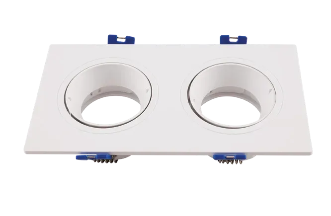 PC Twin Recessed GU10 Fixture White 2 x GU10 Tilt Front Change Anti-Glare