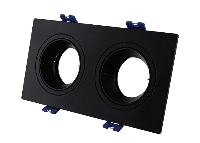 PC Twin Recessed GU10 Fixture Black 2 x GU10 Tilt Front Change Anti-Glare
