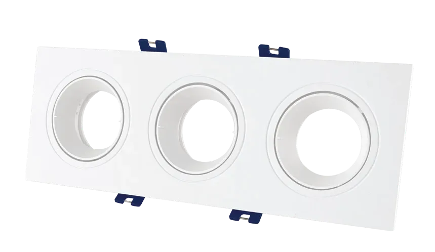 PC Triplet Recessed GU10 Fixture White 3 x GU10 Tilt Front Change Anti-Glare