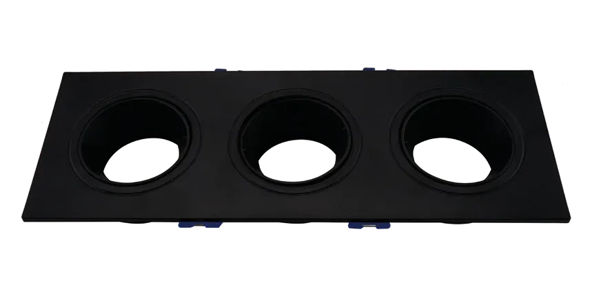 PC Triplet Recessed GU10 Fixture Black 3 x GU10 Tilt Front Change Anti-Glare