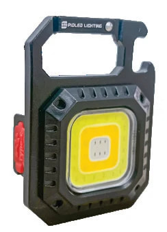 8W COB Rechargeable Keyring Light IP54 Black, USB-C charging, 450lm