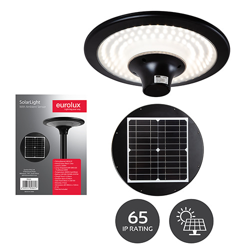 Solar LED Light with Ambient Sensor 20W 2300lm 4000K Black