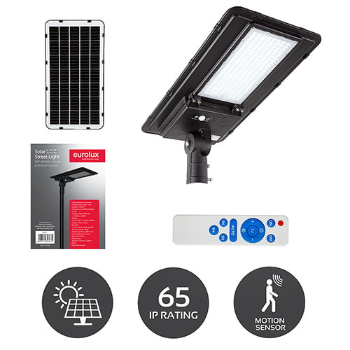 Solar LED Light with Motion Sensor 60W 10200lm 6000K Black