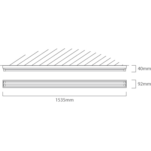 5FT T8 Open Channel wired for 2x24W LED G13, Dimension drawing (CAD)