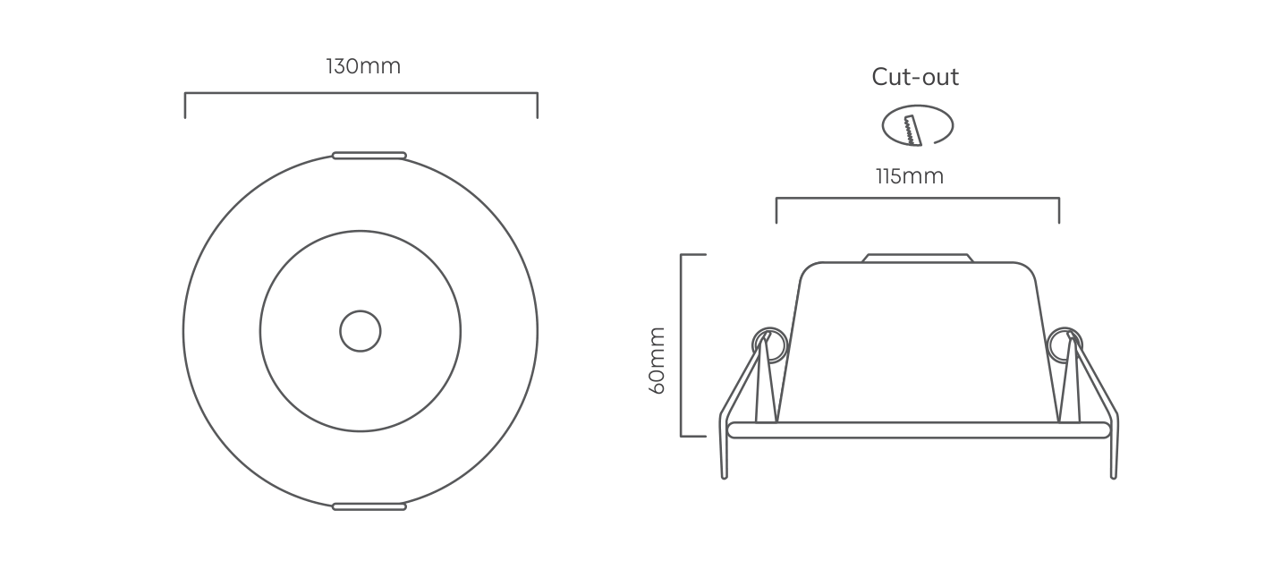 Downlight LED 20W White 4000K, Dimension drawing
