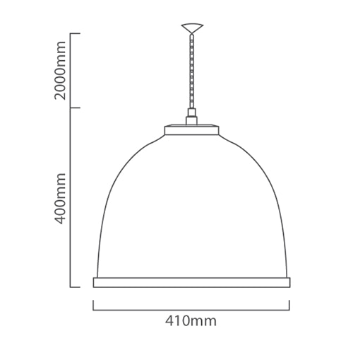 Highbay Polycarbonate Shade & 1M Chain E27 max 200W, Dimension drawing (CAD)