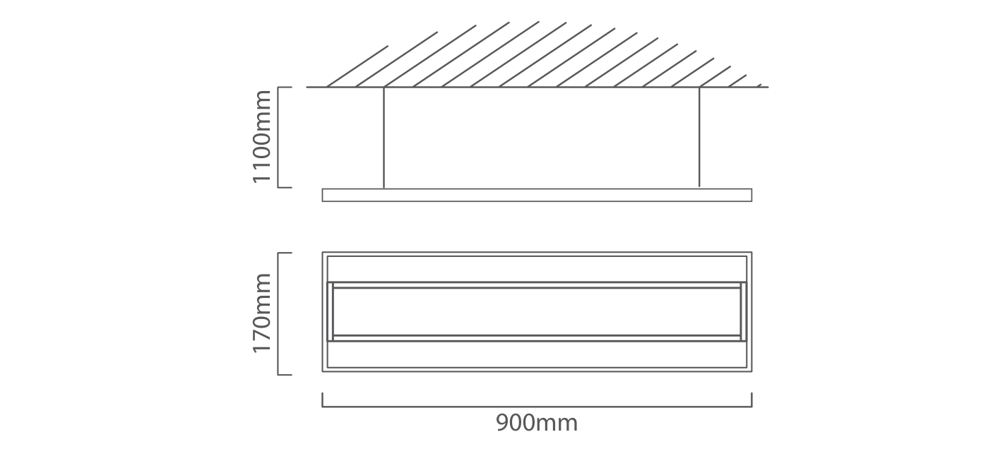 Linear Hanging Panel LED 150w 4000K, Dimension drawing