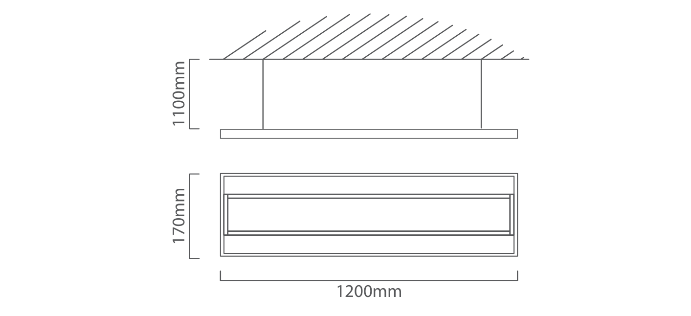 Linear Hanging Panel LED 200w 4000K, Dimension drawing