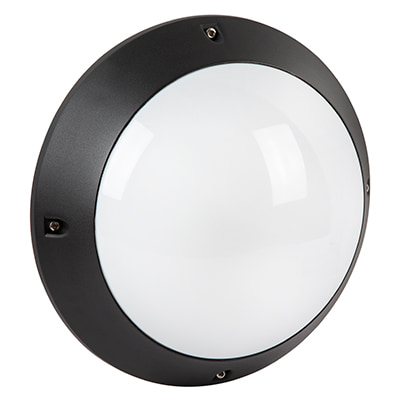 Round Plain Bulkhead Black 2xE27