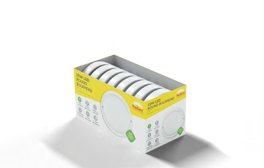 Round Bulkhead LED 15W 1000lm 6500K (Sell in PDQ of 8 only), view 2