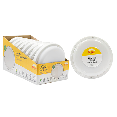 Round Bulkhead LED 20W 1800lm 6500K (Sell in PDQ of 8 only)