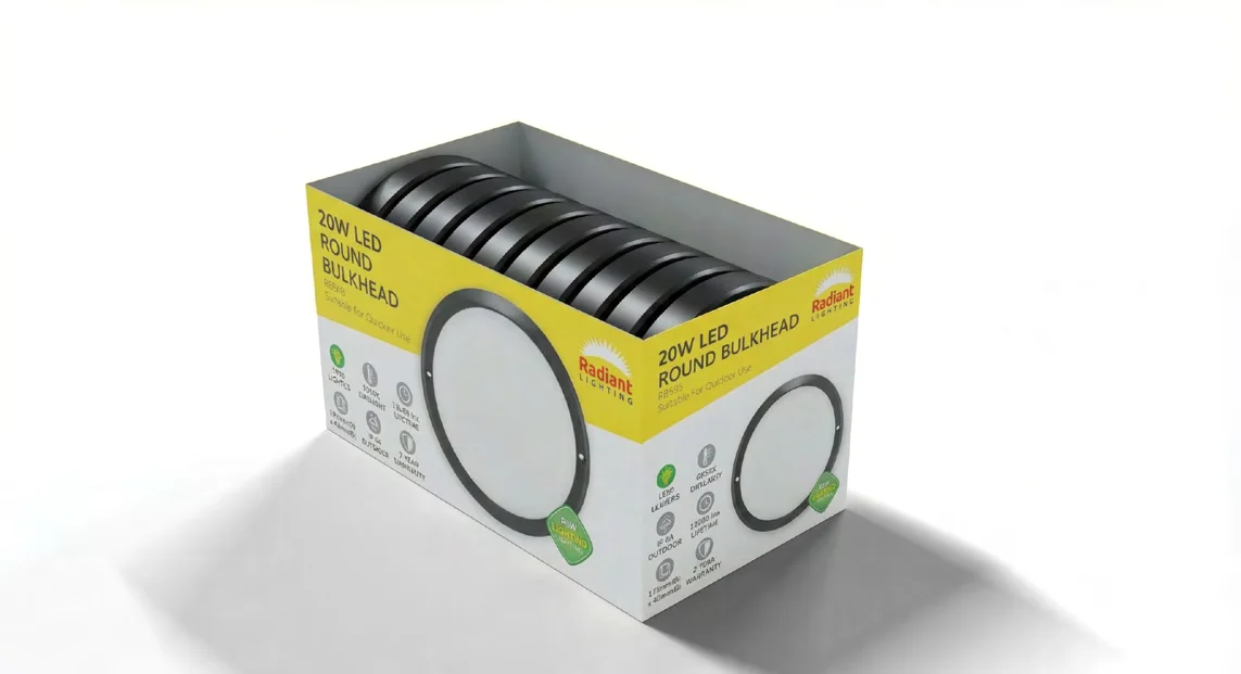 Round Bulkhead Black LED 20W 1800lm 6500K (Sell in PDQ of 8), view 3