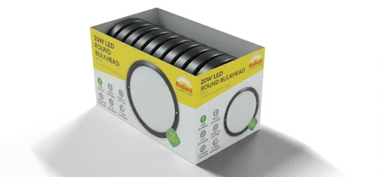 Round Bulkhead Black LED 20W 1800lm 6500K (Sell in PDQ of 8), view 2