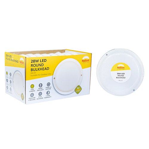 Round Bulkhead LED 28W 2500lm 6500K (Sell in PDQ of 8 only)