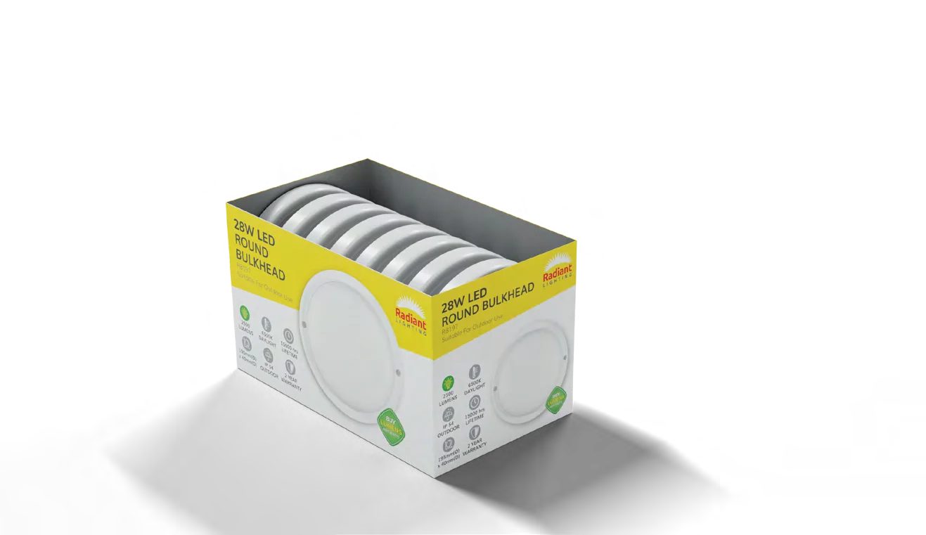 Round Bulkhead LED 28W 2500lm 6500K (Sell in PDQ of 8 only), view 2