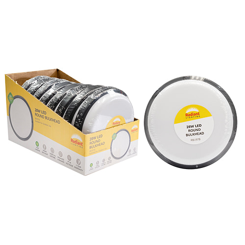 Round Bulkhead Black LED 28W 2500lm 6500K (Sell in PDQ of 8)