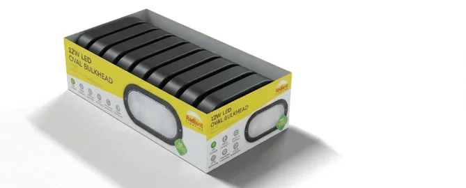 Oval Bulkhead Black LED 12W 900lm 6500K (Sell in PDQ of 8), view 2