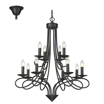 12LT Chandelier Black E14