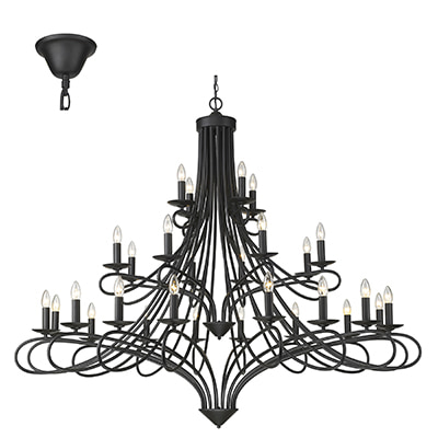 28LT Chandelier Black E14