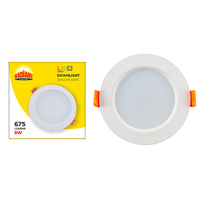 Downlight 117mm Dia White LED 9W 6000K