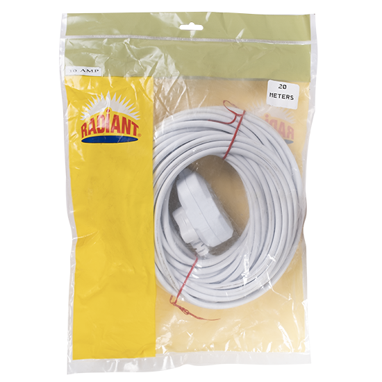 Extension Cord 1.00mm 20M 10A White Back to Back Janus Coupler (EE20)