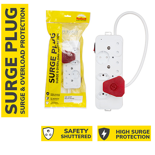 Surge Multi-Plug 6 Way with Surge Overload Protection