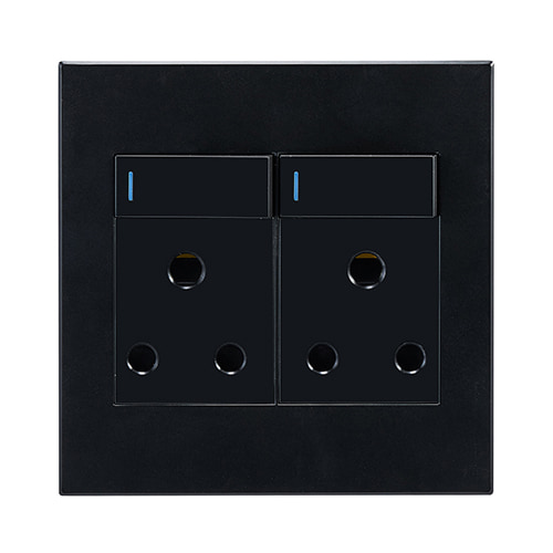 Horizon Modern Double Socket 16A Black