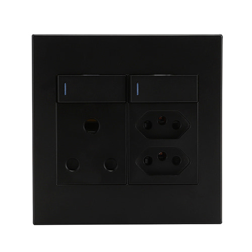 Horizon Modern Single Socket+2 x Euro Black